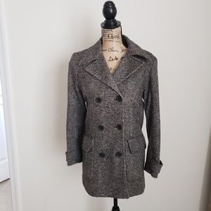 Eddie Bauer Wool Blend Tweed Pea Coat